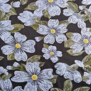 BJ032 Embossed Yarn Dyed Jacquard Fabric Floral Brocade Design Plants For Garments thumbnail-1