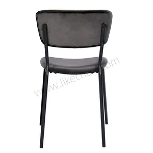 Modern Velvet Metal Legs Apartment Entry Dining Chair With Household Backrest for Home Office and Home Bar thumbnail-5