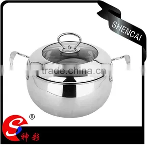 Stainless Steel Belly Soup Pot With Glass Lid/ Casserole Set/ Cooking Stock Pots thumbnail-4
