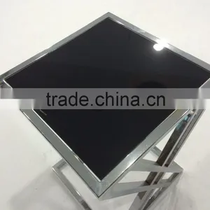 Modern Black Metal Glass Coffee Table thumbnail-2