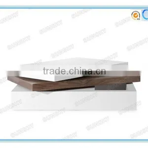 Rectangle Rotation Wood Coffee Table With Storage for Sale SK1243 thumbnail-1