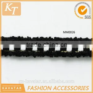 High Quality White and Black Pattern Ribbon With Cotton Fabric Cover thumbnail-1