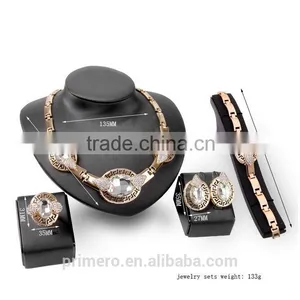Fashion African Beads Gold Plated Wedding Bridal Jewelry Sets for Women Crystal Necklace Party Gift thumbnail-4