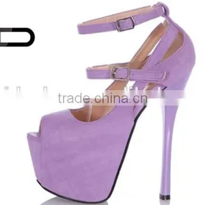 16cm High Heel Peep Toe Sandals Women Fashion Purple Dress Shoe for Party thumbnail-1
