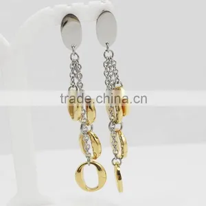 Wholesale Fashion Vintage Round Pendant Gold Earring Stainless Steel thumbnail-3