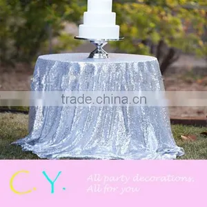 Glitz Sequin Silver Wedding Tablecloth thumbnail-1