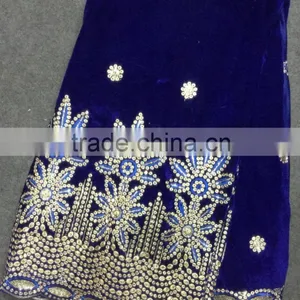 2015 Popular Style African Velvet Lace With Sequins for Girl Dresses thumbnail-6