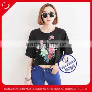 2015 Fashion Custom Cotton Printed Batwing Sleeve t Shirt thumbnail-1