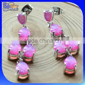 Fashion 925 Sterling Silver Stud Dangle Fire Opal Earring Wholesale thumbnail-6