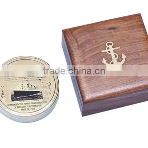 Beautiful Brass Titanic Compass -Gift Compass With Rosewood Box 13415 thumbnail-1