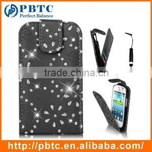 Set Screen Protector Stylus And Case , Bling Leather Wallet Case For Samsung Galaxy Fame S6810 thumbnail-2
