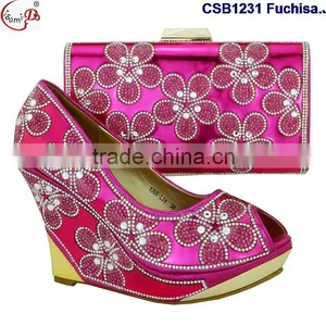 CSB1231 Chowleedee Fasion Latest Fashion Woman Italy Style High Heel Sandal Shoes With Matching Bag thumbnail-1