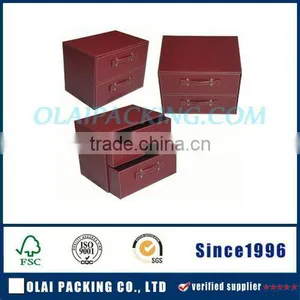 Practical Large Capacity Leather Box for Hamper With Drawer thumbnail-1
