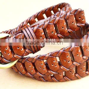 Ladies Skinny Braided Genuine Leather Belt thumbnail-4