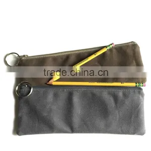 Custom High Quality Small Waxed Canvas Zipper Pouch thumbnail-3