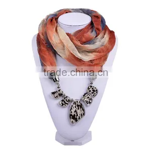2016 New Trendy Cozy Noble Thin Silk Floss String 5 Flake Pattern Beads Scarf Women (SC150184) thumbnail-1