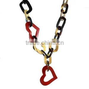 High Quality Nice Red Lacquer Buffalo Horn Necklace Jewelry Made in Viet Nam thumbnail-1