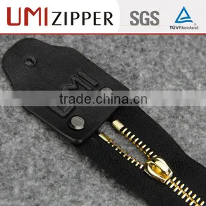 Low MOQ Special Big Teeth Fashion Leather Jacket Golden Brass Zipper thumbnail-1