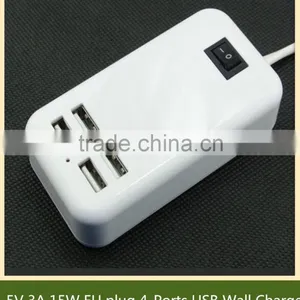 Original 5V 3A 15W EU Plug 4-Ports USB Wall Charger Adapter for IPhone 6 Desktop Charger Adapter With 1.5m Cable Line White thumbnail-5