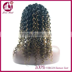 Qingdao Supplier Wholesale 100% Human Hair Jerry Curly Lace Front Wig Virgin Full Lace Wig Ombre Wig thumbnail-2