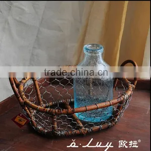 Oval Shape Metal Storage Basket With Long Handle thumbnail-4