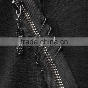 BLACK Ravenous Long Jacket Trench Coat Mens Goth Steampunk Punk thumbnail-3
