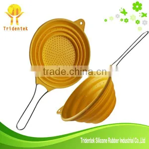 Kitchen Accessory Stainless Steel Handle Collapsible Strainer thumbnail-1