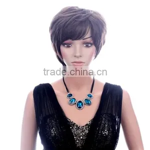 China Wig Supplier Synthetic Lady Bobo Wig Short Hair Lace Wig Silk Top thumbnail-2