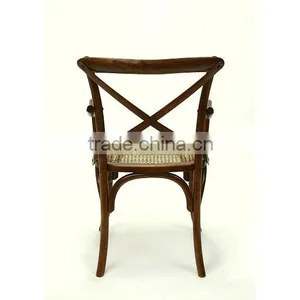 Leisure Foot Metal Bar Stool Antique Wood High Back Dining Chair thumbnail-5