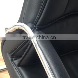 Mid Back Black Leather Home Office Furniture Meeting Chairs Office With no Wheels thumbnail-5