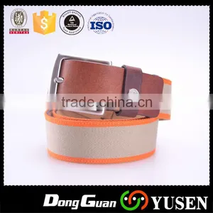 Two Tone Double Colours Leather Ended Cowboy Woven Canvas Belt thumbnail-1