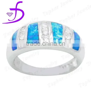 Classic Blue Opal Design Ring Simple Design Ring With cz thumbnail-1