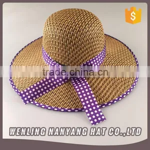 Womens Fashion Summer Straw Hat Sun Hat Folding Travel Beach Cap With Lovely Bow thumbnail-1