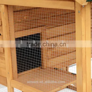 Pawhut Chicken Rabbit Cage Coop Ramp Nesting Box Wood Solid Overhead thumbnail-5