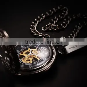 KS Skeleton Dial Hand Wind Analog Men Mechanical Pocket FOB Watch thumbnail-4
