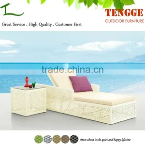 2 Piece Outdoor Daybed Lounger Rattan Wicker Beach Folding Lounger thumbnail-1