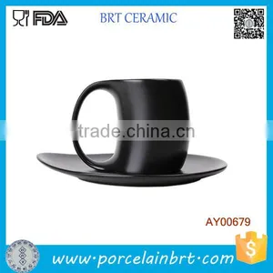 Black White 2 Piece Ceramic Dessert Cup With Saucer thumbnail-1