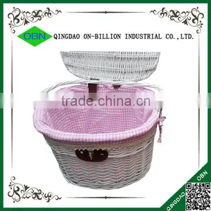 Vintage Removable Hand Woven Wicker Bike Basket With Lid thumbnail-4