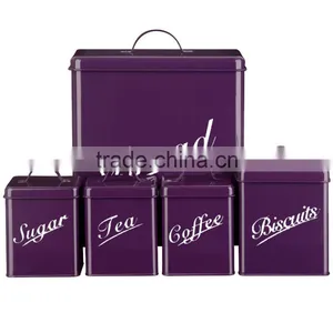 Food Grade Kitchen Square Metal Storage Canisters Set Bread Box Coffee Tea Biscuit Sugar Tin Jar thumbnail-2