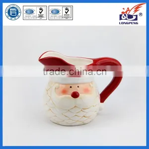 Vintage Santa Head Water Pitcher Santa Claus Face Ceramic Pitcher Christmas Holiday Collectible Home Decor thumbnail-1