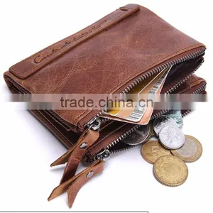 Manufacture Custom Logo Leather Brown Men Formal Wallet and Coin Pocket thumbnail-1