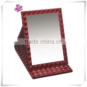 Hot Sales! Christmas Gift Vintage Red Leather Cosmetic Mirror WJ-10(PW-51), Portable Makeup Table Mirror,folding Pocket Mirror thumbnail-2