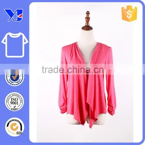 180G T/R Plain Hangs Well Pleated Placket Ruching Back OL Open Fashional Coat thumbnail-1