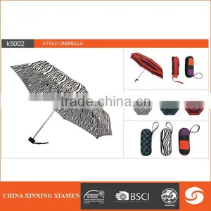 Paper Printing Pogee Supper Light Eva Case 5 Fold Umbrella For Rain thumbnail-1