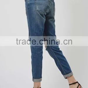 Wholesale Price Jeans Denim Jeans Women Ripped Out Damaged Pant thumbnail-3