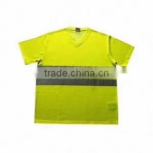 Men's T-shirt, Made of High Visible Knit Fabric, With Reflective Tape, Available in Orange/yellow thumbnail-1