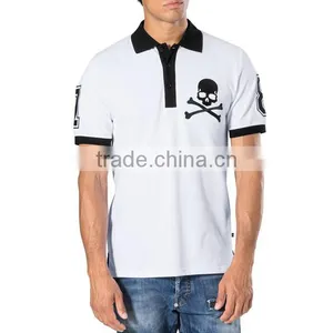Hot Sale Soft Fabric Skull Pattern Printed Polo New Model Men's T-shirt Wholesale in China thumbnail-1