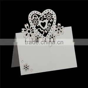 Paper Wedding Party Name Place Cards Heart Hollow Silvery White thumbnail-1