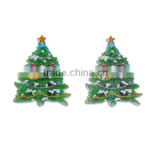 Wood Sewing Buttons Scrapbooking 2 Holes Christmas Tree Multicolor Streak Pattern thumbnail-1