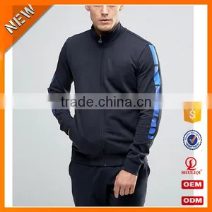 High Quality Owm Design 100% Cotton Navy Tracksuit / Breathable Plain Men Popular Tracksuit Sportswear H-1903 thumbnail-2